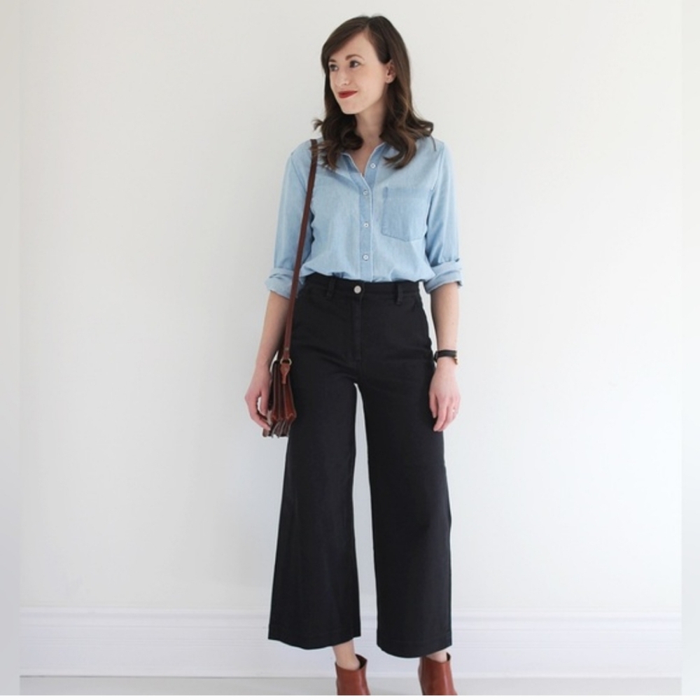 Everlane Sz 2 Black Wide Leg Cropped Pants